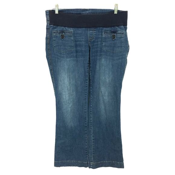 Motherhood Maternity Jeans Flare Leg Belly Band Button Pockets Womens Medium 34" - Picture 1 of 6